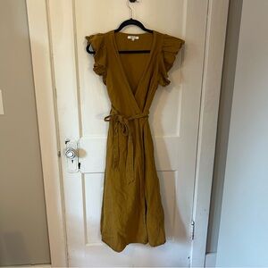 Madewell Mustard Midi Wrap Dress